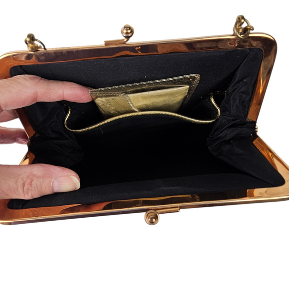 VTG Bags by Llewelyn black velvet kiss lock beaded tapestry purse evening bag - Picture 6 of 7